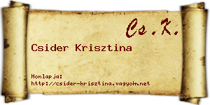 Csider Krisztina névjegykártya
